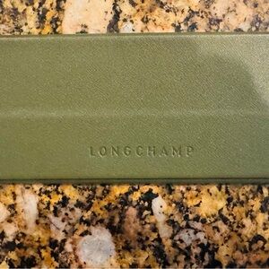 Longchamp Flat To Folding Faux Leather Lined Eyeglass Case Olive Green